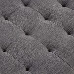 Large Dark Gray Upholstered Tufted Ottoman Coffee Table