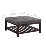 Large Dark Gray Upholstered Tufted Ottoman Coffee Table