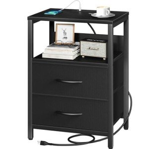 Yoobure Nightstand with Charging Station and Storage