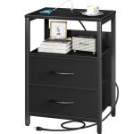 Yoobure Nightstand with Charging Station and Storage