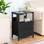 Yoobure Nightstand with Charging Station and Storage