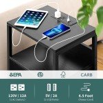 Yoobure Nightstand with Charging Station and Storage