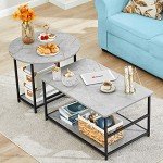 Modern Grey Marble Coffee Table with Storage