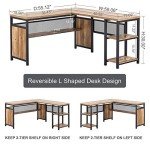 L Shaped Rustic Computer Desk with Storage 59 Inch