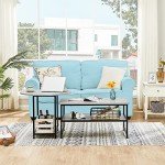 Modern Grey Marble Coffee Table with Storage