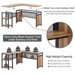 L Shaped Rustic Computer Desk with Storage 59 Inch