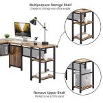 L Shaped Rustic Computer Desk with Storage 59 Inch