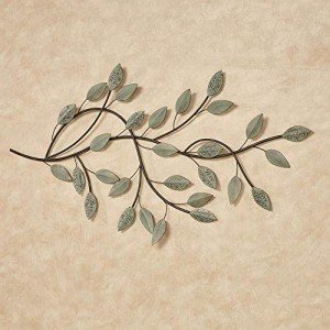 Elegant Sage Metal Leaves Family Tree Wall Art
