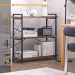 3-Tier Rustic Industrial Wood and Metal Bookshelf