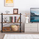 3-Tier Rustic Industrial Wood and Metal Bookshelf