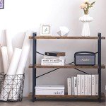 3-Tier Rustic Industrial Wood and Metal Bookshelf