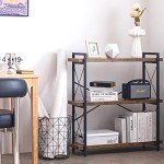 3-Tier Rustic Industrial Wood and Metal Bookshelf