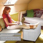 30-Inch White Storage Ottoman Bench with Legs