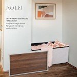 30-Inch White Storage Ottoman Bench with Legs