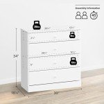 Astrid 4-Drawer Bedroom Dresser in White