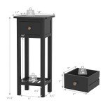 Giantex Narrow End Table with Drawer and Shelf