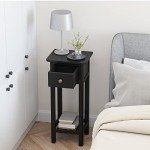 Giantex Narrow End Table with Drawer and Shelf