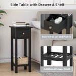 Giantex Narrow End Table with Drawer and Shelf