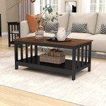 ChooChoo Black Farmhouse Coffee Table with Shelf