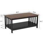 ChooChoo Black Farmhouse Coffee Table with Shelf