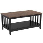 ChooChoo Black Farmhouse Coffee Table with Shelf