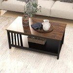 ChooChoo Black Farmhouse Coffee Table with Shelf