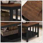 ChooChoo Black Farmhouse Coffee Table with Shelf
