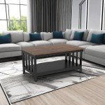 ChooChoo Black Farmhouse Coffee Table with Shelf