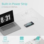 White L-Shaped Computer Desk with Power Outlet