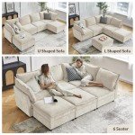 HULALA HOME U-Shaped Modular Sectional Sofa