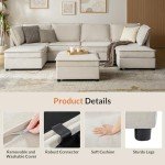 HULALA HOME U-Shaped Modular Sectional Sofa