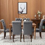 Grey Button Tufted Diner Chair Set of 6