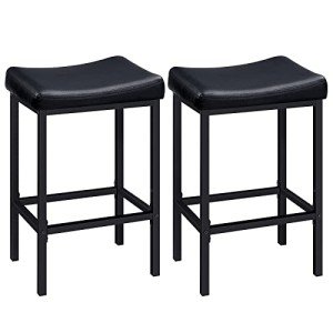 Set of 2 Curved Top Bar Stools - Black