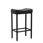 Set of 2 Curved Top Bar Stools - Black