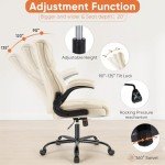 Cream Ergonomic Gaming Chair with Flip-Up Arms