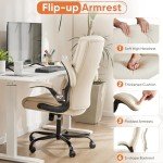 Cream Ergonomic Gaming Chair with Flip-Up Arms