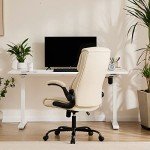 Cream Ergonomic Gaming Chair with Flip-Up Arms