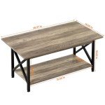 Modern 2-Tier Grey Wash Coffee Table with Storage