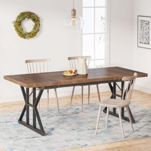 Farmhouse Dining Table for 6 People, 70.8-Inch