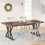 Farmhouse Dining Table for 6 People, 70.8-Inch