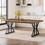 Farmhouse Dining Table for 6 People, 70.8-Inch