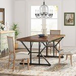 Farmhouse Dining Table for 6 People, 70.8-Inch