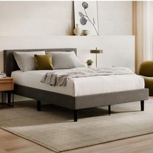 Grey Queen Bed Frame & Headboard with Support