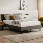 Grey Queen Bed Frame & Headboard with Support