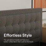 Grey Queen Bed Frame & Headboard with Support