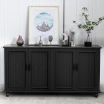 Scurrty 62'' Black Buffet Cabinet with Storage