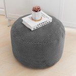 Velvet Round Pouf Ottoman for Living Room Storage