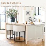 Set of 2 Modern Bar Stools with Backrest