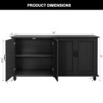 Scurrty 62'' Black Buffet Cabinet with Storage