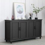 Scurrty 62'' Black Buffet Cabinet with Storage